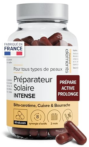 Préparateur Solaire 3-en-1 - Active & Prolonge Le Bronzage - Hydrate La Peau, Antioxydant - Teint Hâlé & Naturel - Beta Carotene, Huile de Bourrache, Cuivre - Format 2 Mois, Vegan - Beyond Elements