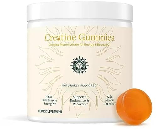 Kreatinmonohydratgummi för män och kvinnor, boost fokus, styrka och uthållighet, vegan, glutenfri, icke-GMO