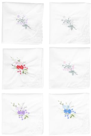 JHKNNK 12 St Tvättbara Broderade Bomullsnäsdukar med Blommönster Små Eleganta Servetter för och Vardagsbruk Hållbara och Återanvändbara Handdukar för Fest och Bröllop stil