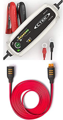 Ctek Mxs 3.8 Multi Functional 7-Stage Battery Charger 3.8 a (Uk Plug) and Ctek 56-304 Comfort Connect Extension Cable, 2.5 M