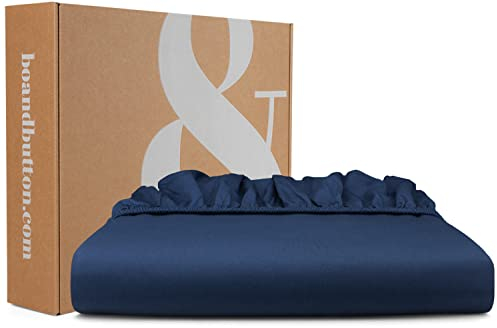 bo&button® Mako Satin Spannbettlaken | Echte Bio Luxusqualität | ALLE GRÖßEN für Matratzen & Boxspringbett Topper | 100% Baumwolle, GOTS & Fairtrade | 90x200 cm, 30 cm Höhe, Navy Blau