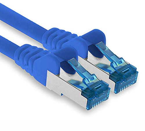 1aTTack.de Câble réseau Ethernet Gigabit LAN CAT.6a 15 m, câble patch RJ45 10 Gb/s SFTP PIMF bleu - 1 pièce