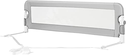 COSTWAY Bettgitter klappbar, 150 x 42cm Bettschutzgitter mit Verstellbarer Gurte, EIN-klick-Faltung, Rausfallschutz Bett 180° faltbar für Boxspringbett, Elternbett, Kinderbett (Grau)