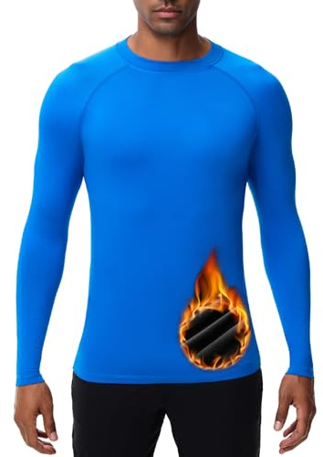 HUGE SPORTS Maglie Termiche da Uomo Invernale Biancheria Intima a Maniche Lunghe ad Asciugatura Rapida per Corsa Ciclismo Sci Blu 3XL