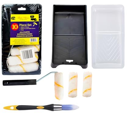 Bates- Paint Tray Set, 10 pcs, 4-Inch Paint Roller Kit, Small Paint Roller Paint Brush, Paint Roller Set, Paint Rollers 4 Inch, Paint Roller Tray, Paint Roller Brush, Small Roller Paint Brush