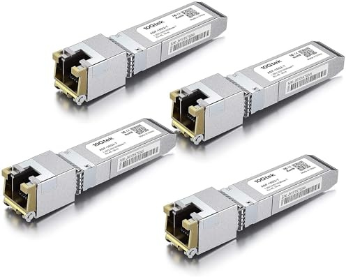 10Gtek [4 Pack 1.25/2.5/5/10GBase-T SFP+ RJ-45 Module 30-meter, Compatible for Cisco SFP-10G-T-X, Meraki, Ubiquiti UniFi UF-RJ45-10G, Mikrotik, Netgear and More