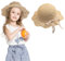 Baby Strohhut, Mädchen Sommer Kinder Strandhut mit Bogen Faltbar Sonnenhut