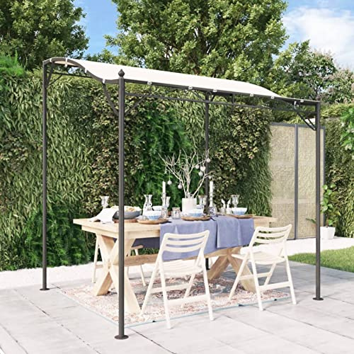 Keyroto Cenador de jardín de 2 x 2,3 m, pérgola con tejado, cenador exterior de acero, para barbacoa, para decoración de jardín, terraza, color crema, 2 x 2,3 m