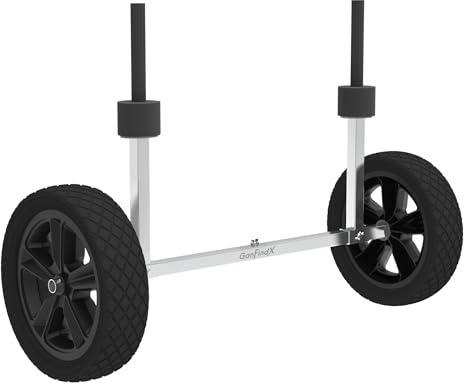 GanFindX Heavy Duty Kayak Cart | Adjustable Foldable Trolley with Durable Wheels, Portable Kayak Transport Cart, Tie-Down Straps Included (Detachable 8 inches)