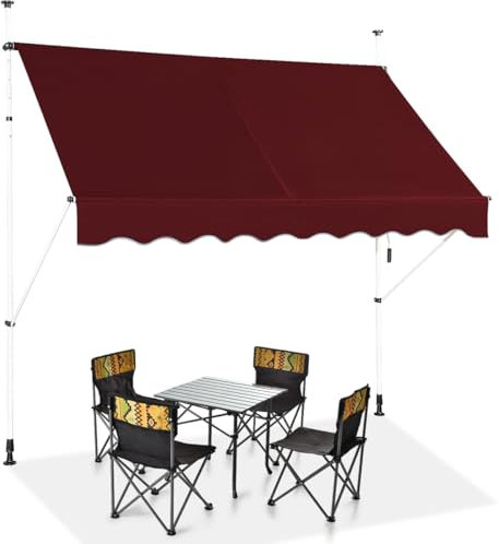 COSTWAY Tenda da Sole per Esterno, Tenda da Sole a Morsetto per Balcone con Struttura Telescopica e Tessuto Resistene ai Raggi Solari, Regolabile in Altezza e in Angolazione (200 cm,Rosso)