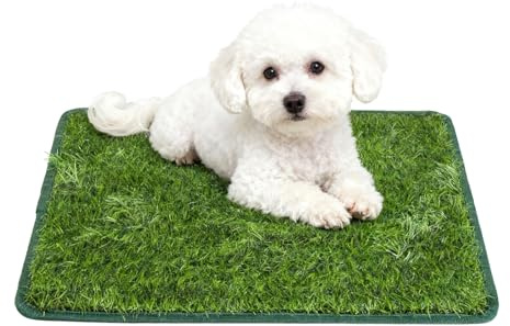 YUDAWN Almohadilla de césped artificial, 80 x 100 cm, alfombra de césped artificial con almohadilla reutilizable para cachorros, almohadilla de repuesto para perros, para jugar en interiores y