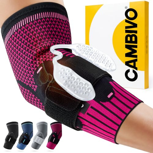 CAMBIVO Tutore Epicondilite Gomito con Doppio Cuscinetto in Gel da 5mm – Gomitiere Palestra a Compressione con Fascia Regolabile, Supporto per Tendinite, Tennis e Lavoro, Antiscivolo e Traspirante