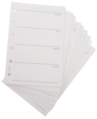Veemoon Ricariche per Planner A7 a Righe 6 Fori, 200 Fogli Fronte-retro per Agenda Settimanale, Inserti per Raccoglitori ad Anelli, Carta Liscia 120 G/m² per Uso Ufficio e Studio