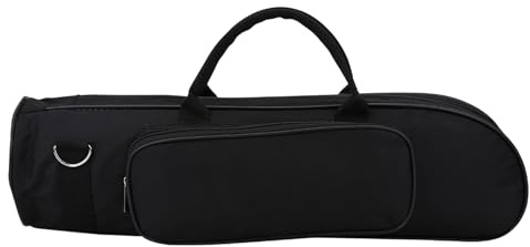 Walfront Borsa per Tromba, Borsa a Tracolla per Tromba in Tessuto Oxford con 2 Scomparti, Interno in Cotone Ispessito, Trasporto Leggero 50 X 18 Cm per Studenti, Musicisti, Viaggi di Pratica (BLACK)