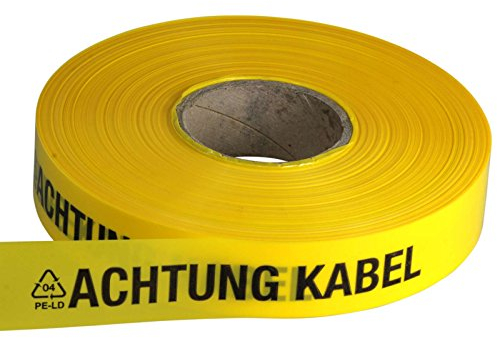 ACHTUNG KABEL Trassen-Warnband/Trassenband/Warnband/Band 250 m x 40 mm, gelb