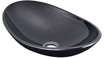 [neu.haus] Neuhaus Waschbecken Schwarz Waschschale 47x31cm Sicherheitsglas Glas Waschtisch Aufsatzbecken Handwaschbecken Badezimmer