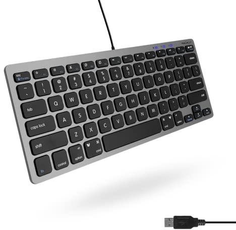Macally Schlanke USB-Tastatur für Apple Mac, iMac, MacBook Pro/Air, Mac mini, Windows PC Desktops, Laptop (Space Gray)