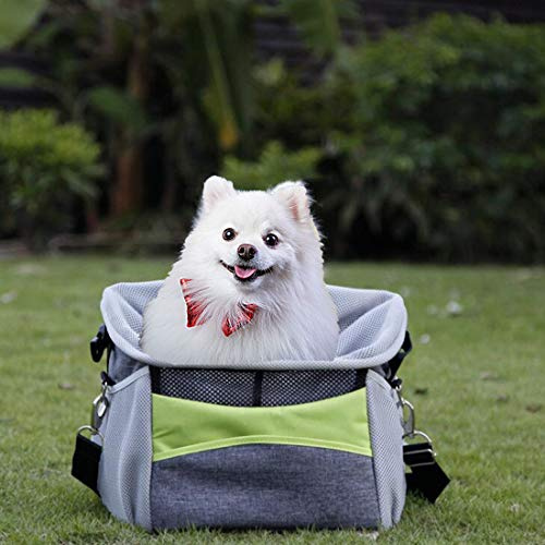 ELR Pet Bicycle Carrier Bike Basket Bag for Dogs/Cats with Adjustable Padded Shoulder Strap, Pet Dog Bicycle Carrier Travel Shopping Bags for all Bikes (Gray) (Gray)