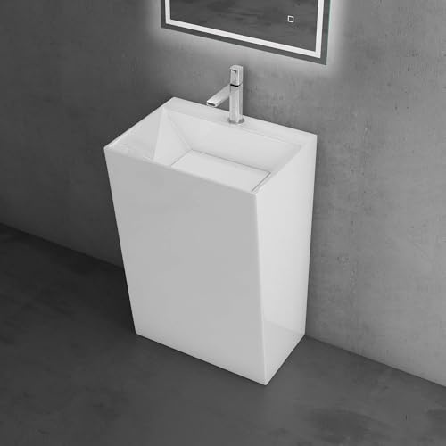 doporro lavabo de pie con pedestal ANCHO: 60x45x90cm Colossum40 lavabo de mármol fundido lavabo de pedestal blanco