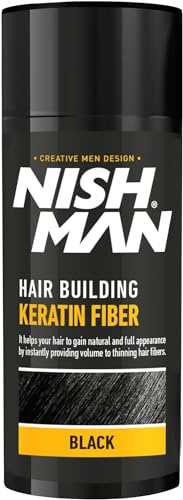 NISHMAN Hair Building - Fibre de kératine - Noir - 21 g - Effet volume immédiat pour cheveux fins - Fibres de kératine puissantes pour des cheveux épais et un volume instantané