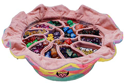 CardKingPro Immense - OCD Edition - Würfeltaschen mit 15 Taschen - Regenbogen/Pink - Kapazität 200+ Würfel - Großartig für Würfelhortler [Patentiertes Design]