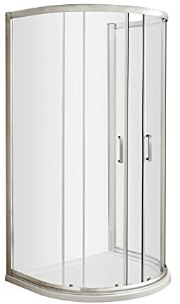 nuie AQUD2H3 Pacific Modern Bathroom Easyfit D-Shape Shower Enclosure with Sliding Doors, 6mm Toughened Safety Glass and Round D-Handle, 1050mm x 925mm, Polished Chrome