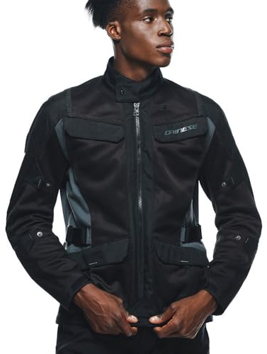 Dainese - Desert Tex Jacket, Sommer Motorradjacke, Leichtes Technisches Gewebe, Schulter Und Ellbogenprotektoren, Motorradjacke Für Herren, Schwarz/Schwarz/Ebony, 44