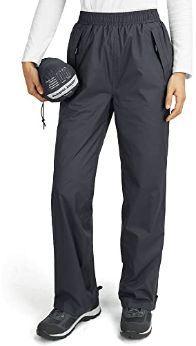 Outdoor Ventures Pantalones de lluvia para mujer, impermeables, transpirables, forrados, resistentes al viento, ligeros, softshell para senderismo y bicicleta