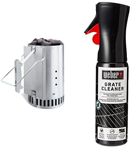 Weber Chimney Starter & Grill Grate Cleaner Spray | Biodegradable BBQ Cleaner | Weber Barbecue Accessories | Designed for Cleaning Cooking Grates and Internal Cookbox of Any Barbecue - 300ml (17875)