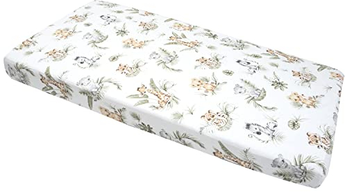 Medi Partners Spannbettlaken Spannbetttuch 60x120cm 100% Baumwolle Baby Bettwäsche Babymatratze Schlafsack Kinderbett Babybett (Safari)