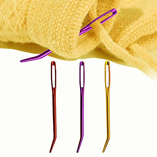 Wool Needles for Sewing up Knitting, 3Pcs Yarn Needles Tapestry Needles for Wool Sewing Needles for Wool Aluminum Large-Eye Blunt for Crocheting Macrame Needle for Hand Stitch DIY Crafts