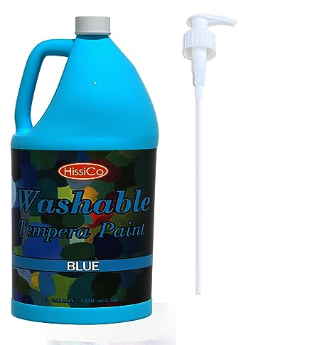 HissiCo Washable Tempera Paint for Kids,Blue(128 oz/1 Gallon) Liquid Poster Paint, Non-Toxic Kids Paint with Fluorescent Glitter Metallic Neon Colors for Finger Painting, Hobby Painters