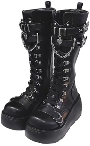 Botines góticos para mujer con plataforma y hebillas de murciélago, tacones gruesos, punta redonda, cremallera, botas de combate punk para motocicleta, cómodos botines góticos cortos