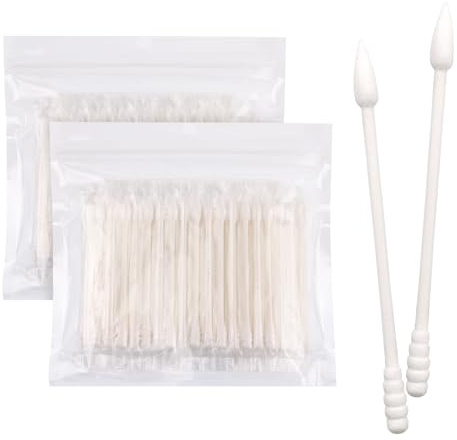 Cotton Swabs, Individually Wrapped Cotton Buds, Bulk Cotton Tip Applicator Bulk Travel Makeup Qtips Suitable for Ear, Beauty Care, Cleaning, Make-Up 200 Count (Pointed Screw Shape Thread Cotton Buds)