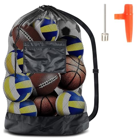 Mehrzweck Balltasche Netz, Fussball Balltasche Sport Netztasche, Extra Große Ballnetz Balltasche mit Kordelzug und Schultergurt Ballnetz Mehrzweck für Fußball Basketball Handball Volleyball,24*36in