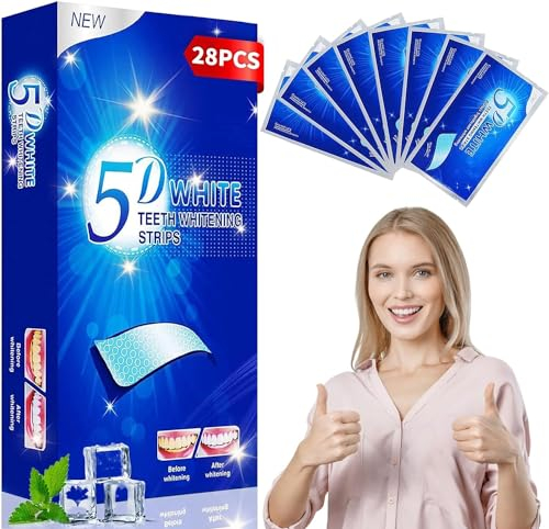 IKKAB Zähne Bleaching Stripes, 28 Bleaching Zähne Stripes Teeth Zahnaufhellung White Stripes, Minzgeschmack Zahnbleaching Streifen Whitening für Zahnschmelz, Zähne Flecken Schnell Entfernen zu hause