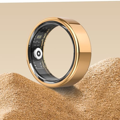DEKELIFE Anillo Inteligente Hombre Mujer, Smart Ring Monitor de Sueño, SpO2, Pulsometro, Rastreador/Monitores de Actividad, 100+ Modos Deportivos IP68 Impermeable Podómetro iOS Android, Tamaño 9, Oro