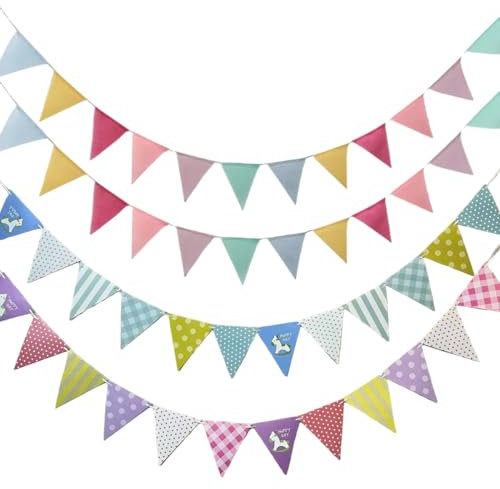SULIUDAJI 4 Pezzi Bandierine Colorate Bandierine Per Esterni Bandierine Per La Cameretta Dei Bambini Decorazione Per L'Inizio Della Scuola Ghirlanda Arcobaleno Decorazione Per Compleanni Festival