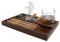 Cendrier à cigares en bois avec cutter, support à cigares et support à whisky - 3 emplacements pour cigares, accessoire lourd pour la maison et l'extérieur