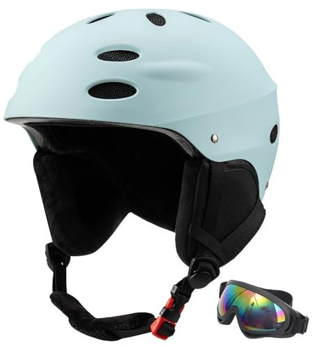 Casco da Sci Regolabile Traspirante, Casco da Snowboard per Uomo Donna con Ventilazione Casco per Sport Invernali Caldo per Ciclismo Motoslitta(AA light blue,M(55-58CM))