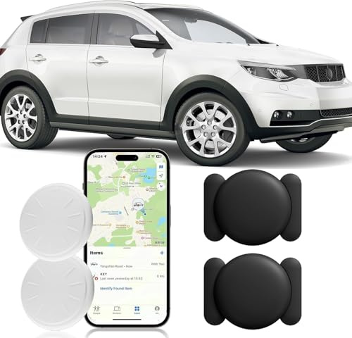 Hongtop H GPS Tracker for Vehicles, 2PCS Mini Hidden Vehicles Tracker with Magnetic Case, Car Tracker Work with Find My (iOS Only), No Monthly Fee Car GPS Tracker (Black)