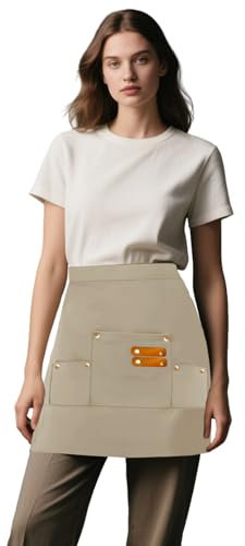 Kaslaider Grembiule Impermeabile a Metà con 3 Tasche, per Uomo e Donna