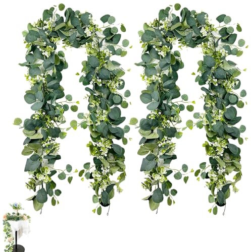 2 Stück Eukalyptus Girlande Eukalyptus Deko 1.8m Eukalyptus Künstlich, Für Wohnzimmer, Partydekoration, Hochzeit Deko