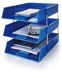 Evrite A4 lettertray with risers Blue letter tray - pack of 3 trays + 2 riser sets