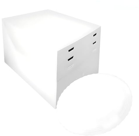 GLOTOMANIA SL SET 10 CAJAS PARA TARTA ALTURAS AJUSTABLES + BASES REDONDAS PLATA - 24 CM Ø (BASE BLANCA)