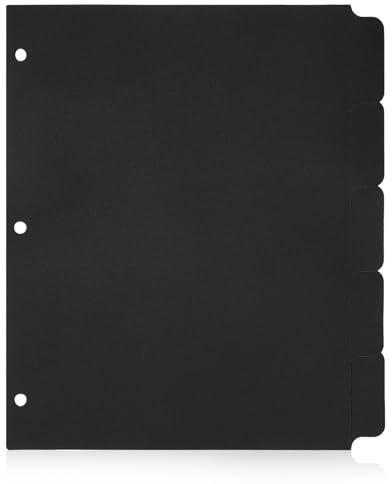 MAGICLULU Intercalaires pour Classeur à 3 Anneaux A4, 5 Feuilles en Pp Noir, Séparateurs de Pages Amovibles Onglets, Diviseurs D’index pour Organisation Bureau et Scolaire, Accessoires