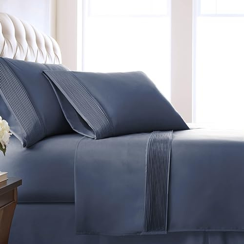 Southshore Fine Living, Inc. Queen Sheets 4-Piece Set | 21 Extra Deep Pocket with 2 Pillowcases | Hotel Luxury Quality | Easy Care, Wrinkle-Free Bedsheet | Microfiber Bedsheets | Dark Blue