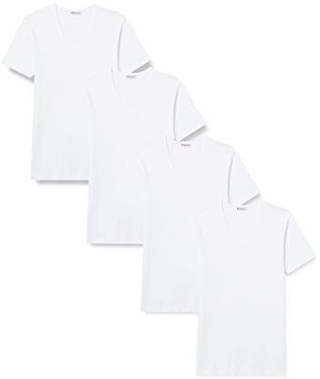 Eminence - Lot de 4 T-Shirts Col V pour Homme - Côte Fine 100% Coton Peigné - sans Couture Côté - Invisible sous Chemise - Label Oeko-TEX® Standard 100