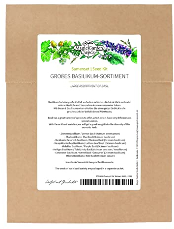 Großes Basilikum-Sortiment - Samenset mit 8 unterschiedlichen, aromatischen Kräutersorten