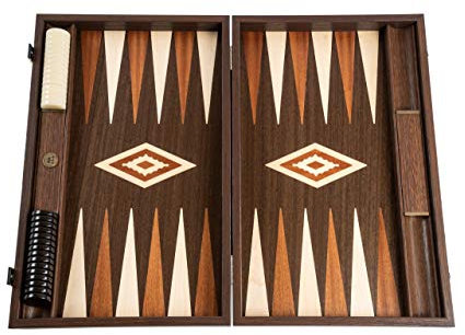 Backgammon Walnusswurzel groß - Intarsien - Backgammon Holz Set